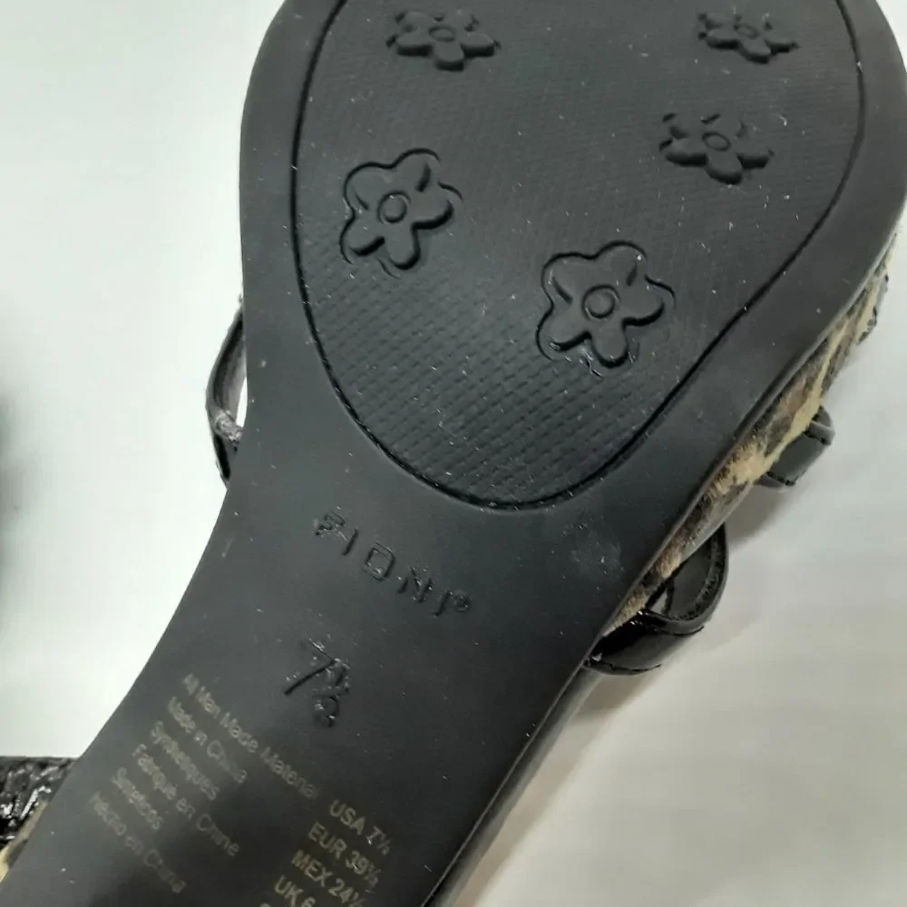 Fioni Black Women's Sandals Leopard Print Platform Size 7,5